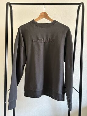 FCUK French Connection Crewneck Sweatshirt Gray Tonal Embroidered Logo Y2K Small